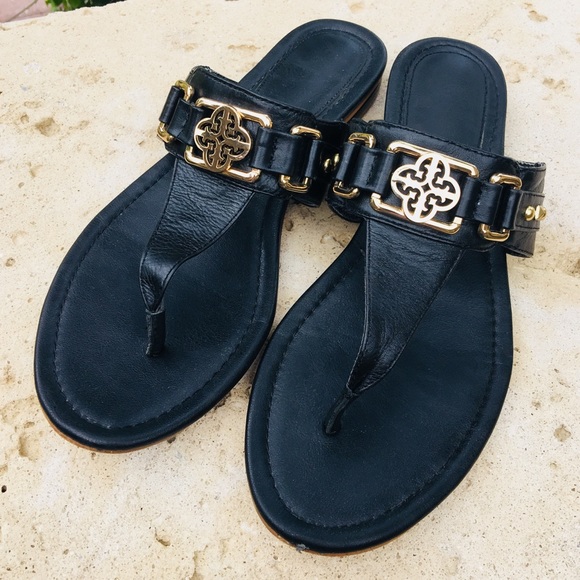 Isola Shoes - ISOLA Black & Gold Thong Sandal - Size 8